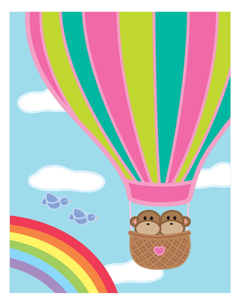 Kiwi and Pear Hot Air Balloon Card