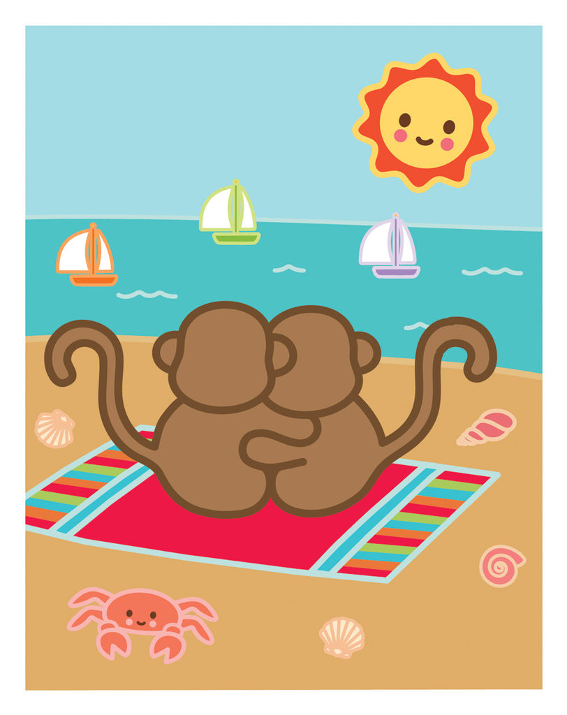 Kiwi and Pear on the Beach Card