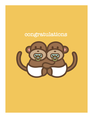 Monkeys New Baby Card