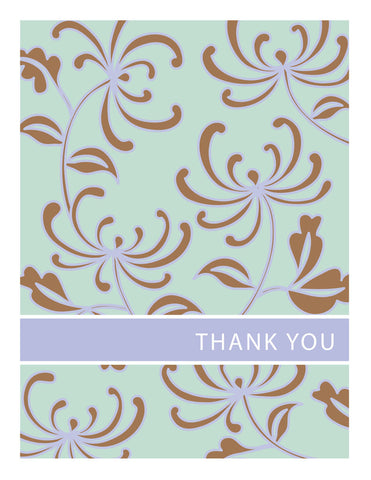 Brown & Blue Floral Thank You Card
